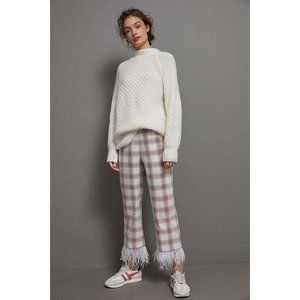 Anthropologie Eva Franco Plaid Sequence Feathered Pull On Pants NWT